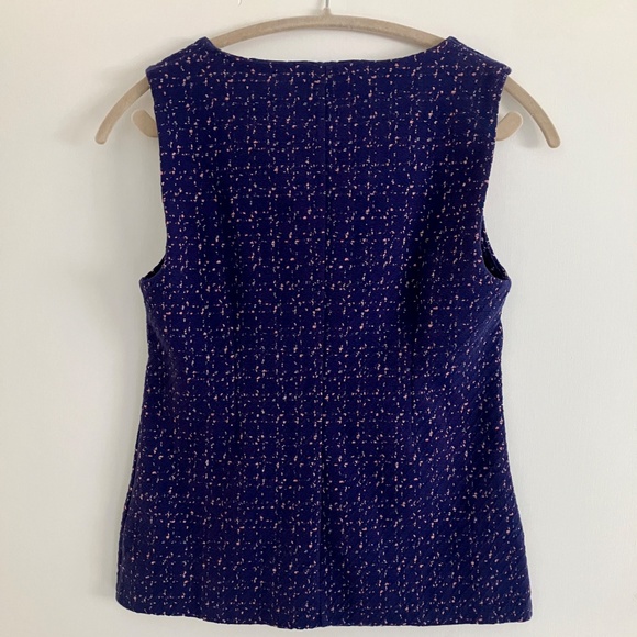 Banana Republic Navy‎ Blue and Pink Bow Tie Front Shell Sleeveless Top Blouse XS - Picture 2 of 6